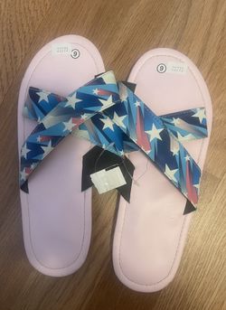 Brand New Star Pattern Straps Slippers - Size 9 Women’s 
