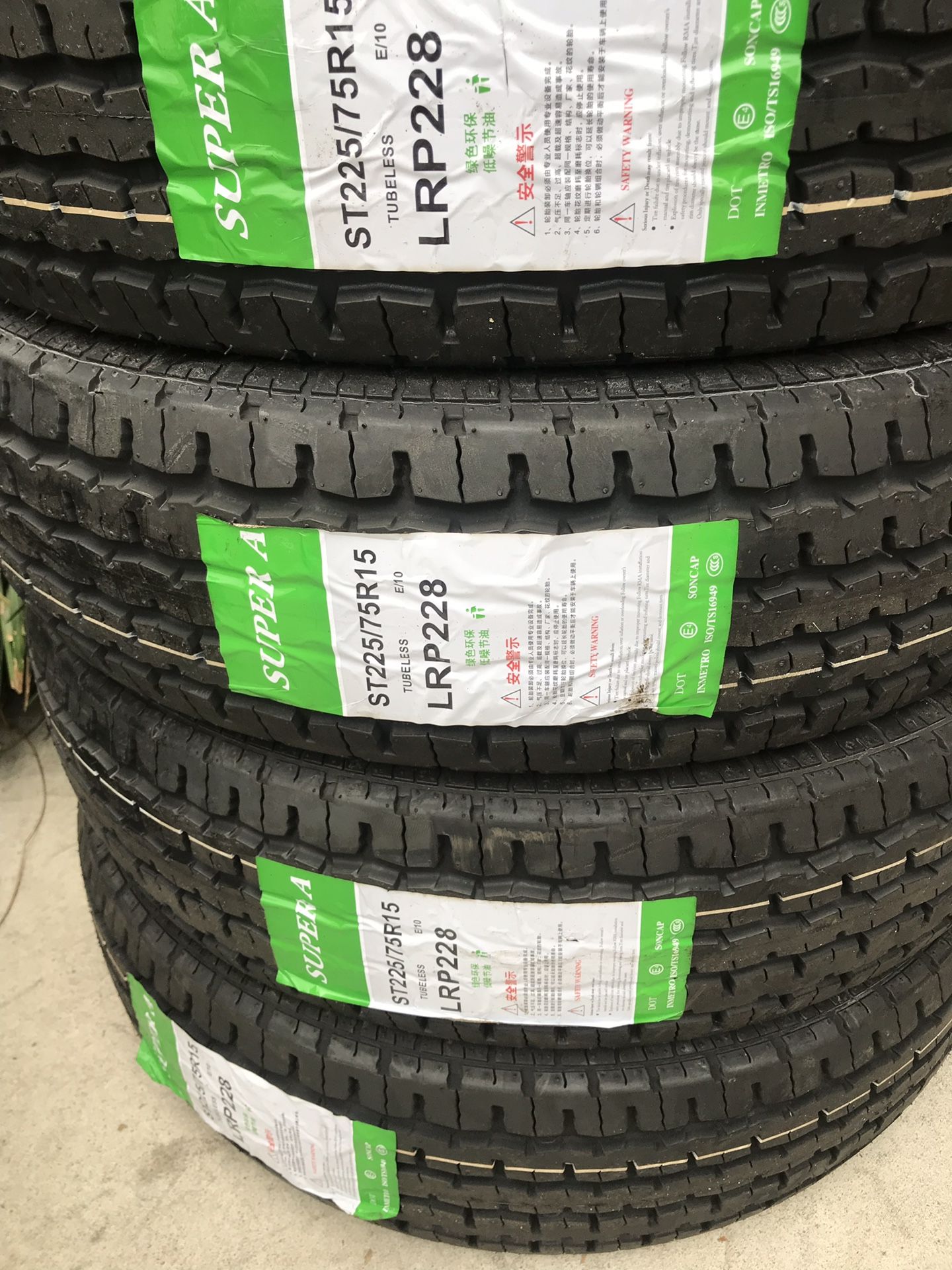 4xST trailer tire 225x75-15 10 ply