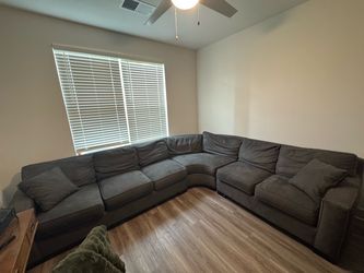 Large Gray Fabric Sectional Sofa