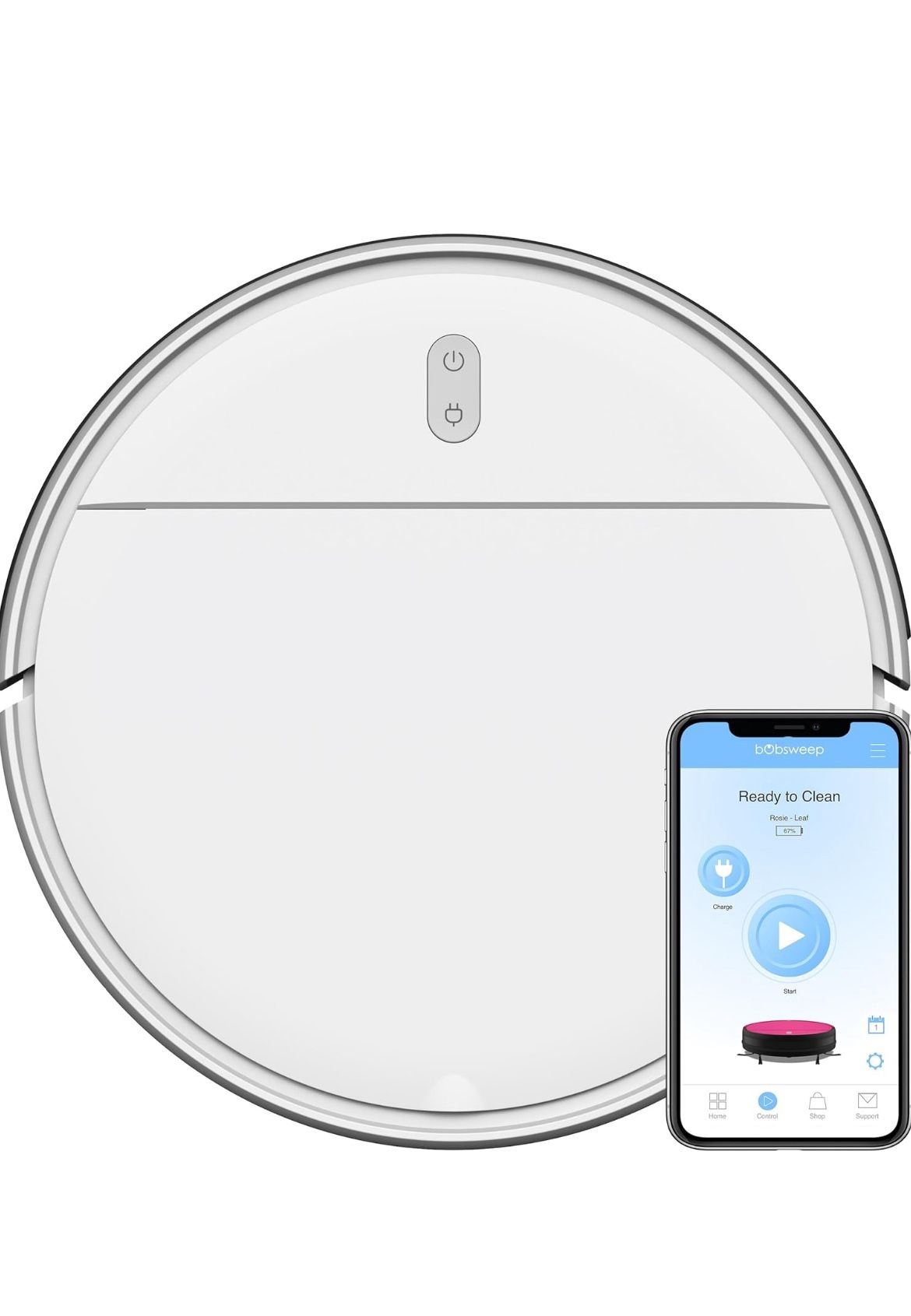 bObsweep Leaf Robotic Vacuum Cleaner, Edelweiss White BR-150