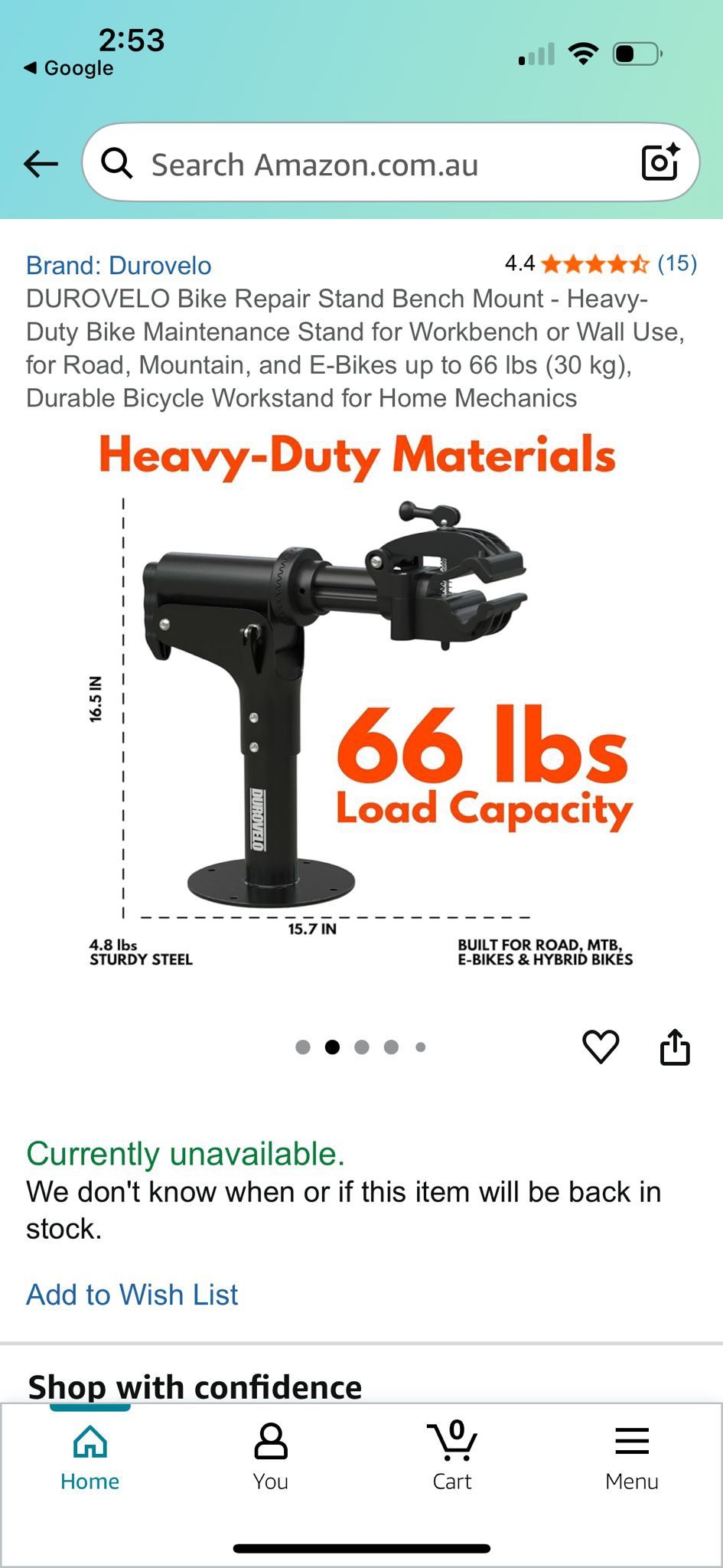 Bike repair bench mount Durovelo