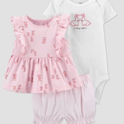 Baby Girls' Bunny Top Bottom Set - Just One You" made by carter's Pink 6M