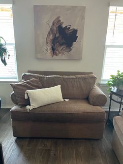 Brown Fabric Loveseat Sofa