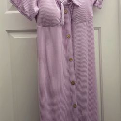 Lavender Short Sleeve Midi Dress