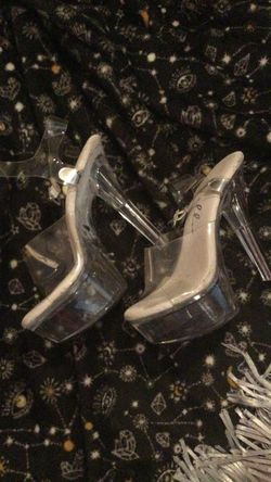 Clear high heels size 8