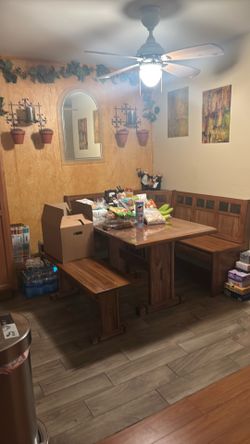 Dinner table with benches