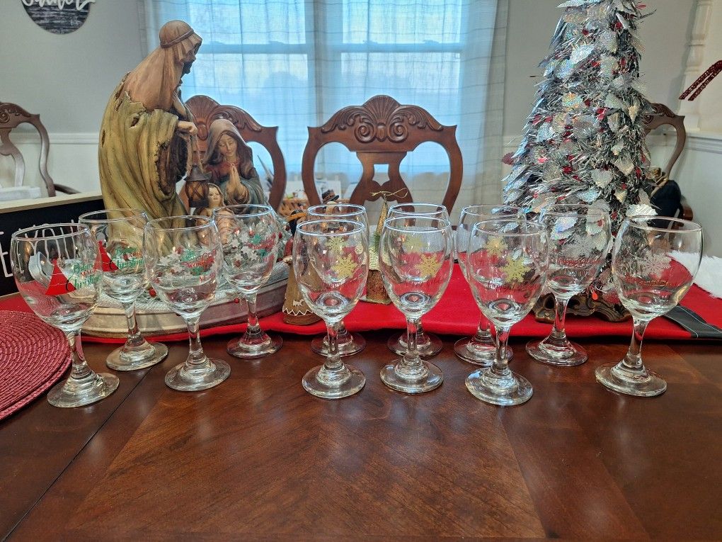 Christmas Glasses Set Of 12.
