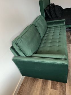 Green Velvet Tufted Sofa