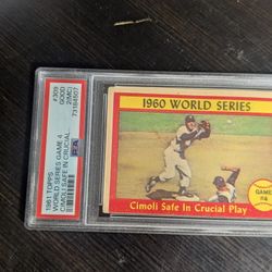 1961 Topps Baseball Card World Series Game 4 Card Number 309 PSA2 Miss Cut
