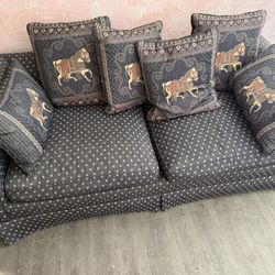 Navy Blue Horse Couch