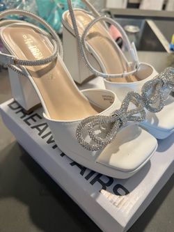 White platform heels