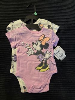 2 pieces Minnie Mouse onesize’s set- 6-9 Months