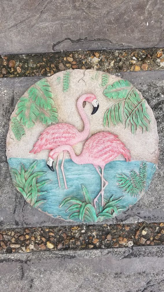 Pink flamingo stepping stone
