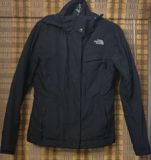 North face women's black nylon windbreaker rain jacket w/removable hood black size XS