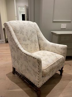 Floral Upholstered Accent Chair with Nailhead Trim