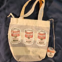 Campbells Soup Andy Warhol Pop Art! Canvas Tote Bag with Change Purse