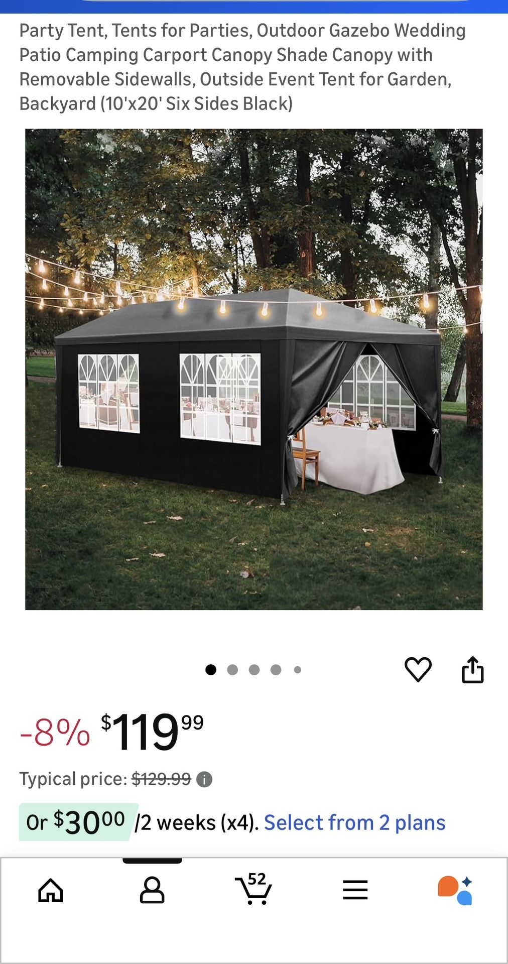 Party Tent (black) For Sale 10x20