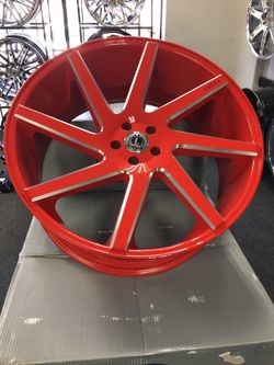 Luxx 9 red/milled 5x115 tire/wheel package