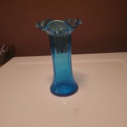 Peacock Blue Fluted Vase