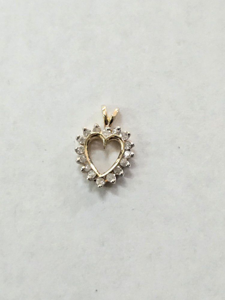 14kt Gold Small Diamond Heart Charm