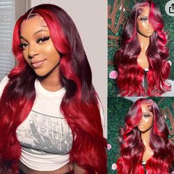 Red And Black Used Lace Front 
