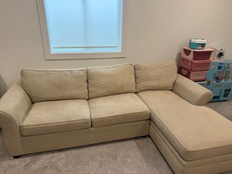 PB Suede Sectional Sofa with R-side Chaise