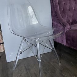 Clear Lucite & Chrome Chair