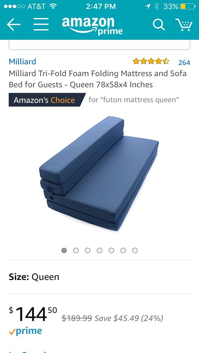 Milliard Tri-Fold Foam Folding Mattress and Sofa Bed for Guests - Queen 78x58x4 Inches