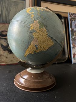 Vintage Metal World 8in Globe Replogle Chicago 1949
