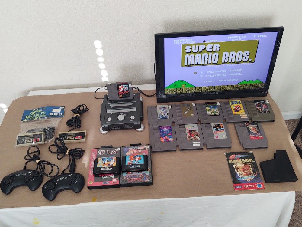 Hyperkin Retron 3 NES, SNES, SEGA Console with 4 Remotes and 12 Games