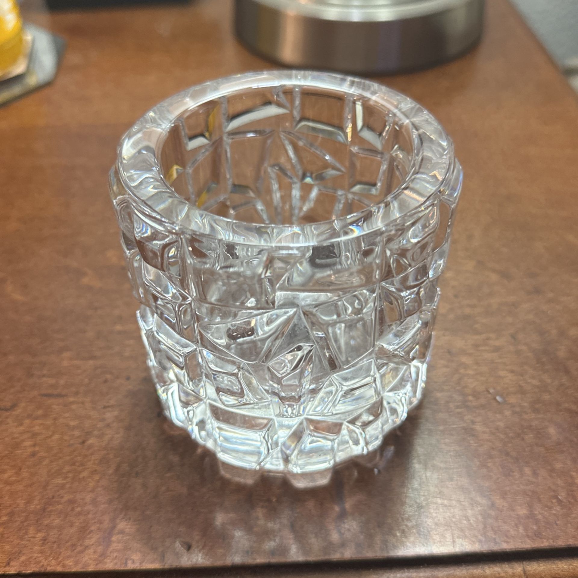 Tiffany & Co Rock Cut Crystal Votive Candle Holder 3.5"