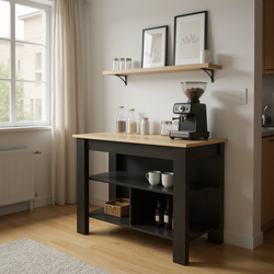 Sardinia 27.5" Kitchen Island Table with 2 Storage Shelves