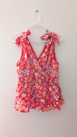 Gilli Shoulder Tie Floral Print Women's Top - Large