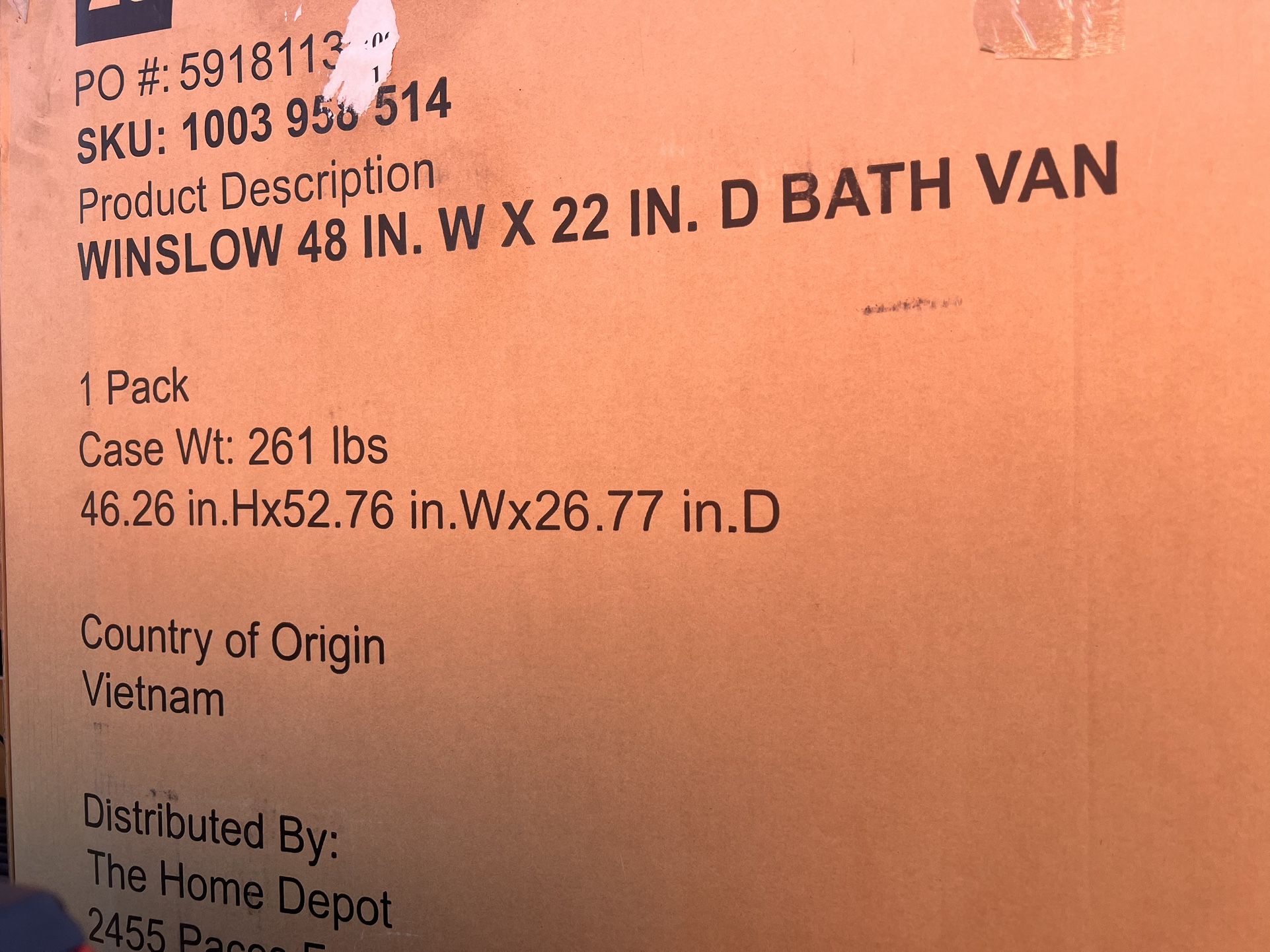 HOME DECORATION COLLECTION Single Sink Freestanding Bath Vanity In Antique Cherry With White Marble Top (New)