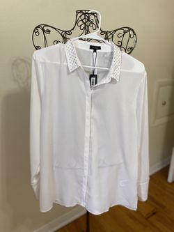 Le Gali Frances Rhinestone-Collar Blouse