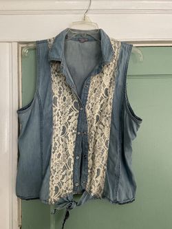 Womens Jean and Lace Summer Top