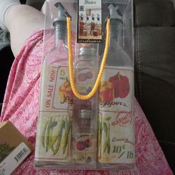 Circleware Bistro Oil & Vinegar Set Glass Clear with Pour Spout