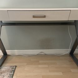 White Wood Writing Desk with Power