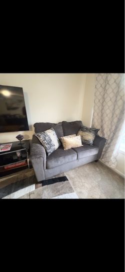 Gray Fabric Loveseat Sofa