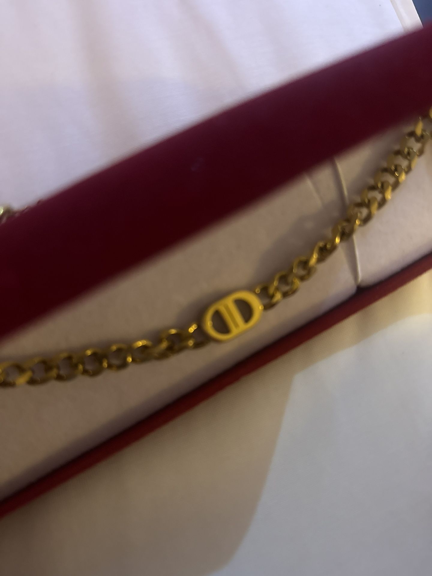 CD dior gold plated choker necklace stamped