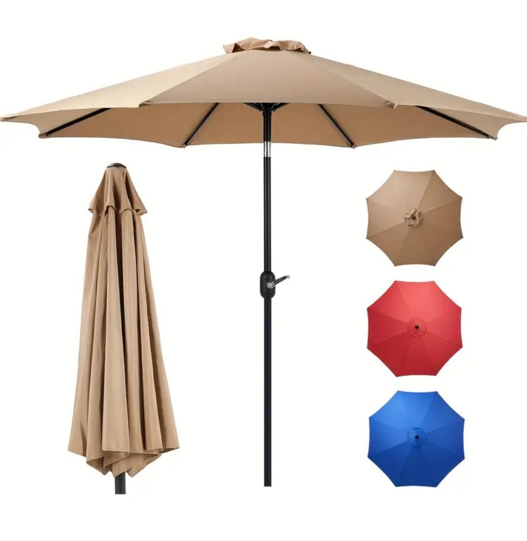 9 FT Outdoor Umbrella, Outdoor Furniture, Patio Table Umbrella With Push Button Tilt And Crank, Pool Beach Yard Umbrella FIRM pRICE