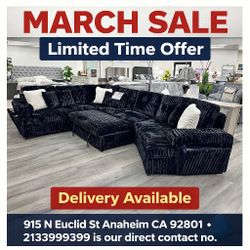 Black Jumbo Corduroy Sectional Sleeper Sofa With Pull Out Bed 164.37"W X 100.98"D  X 37.01" H