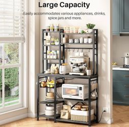 Bakers Rack W/ 3-Outlet Power Source