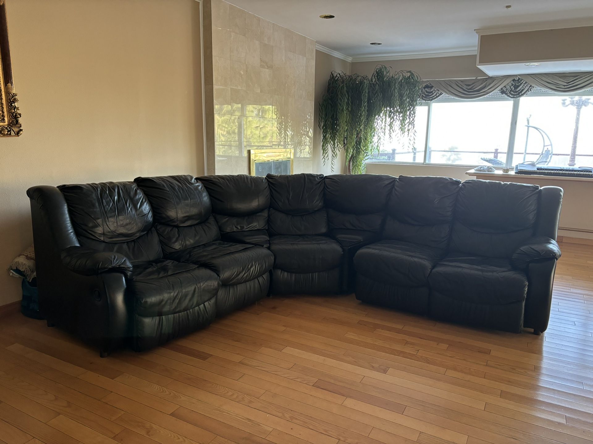 Large Black Faux Leather Sectional