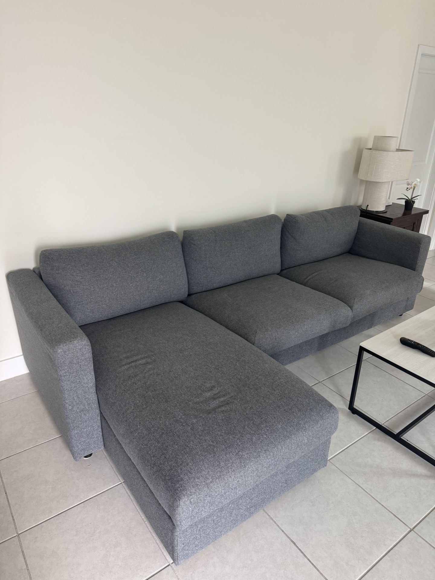 3-Seat Sleeper Sofa with chaise-medium gray