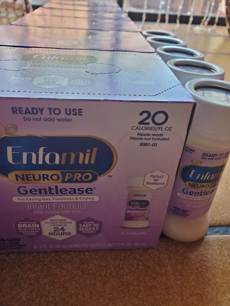 Enfamil Gentlease ready to go 2 oz 41 small bottle case for $50 / $8 for each 6 pack case