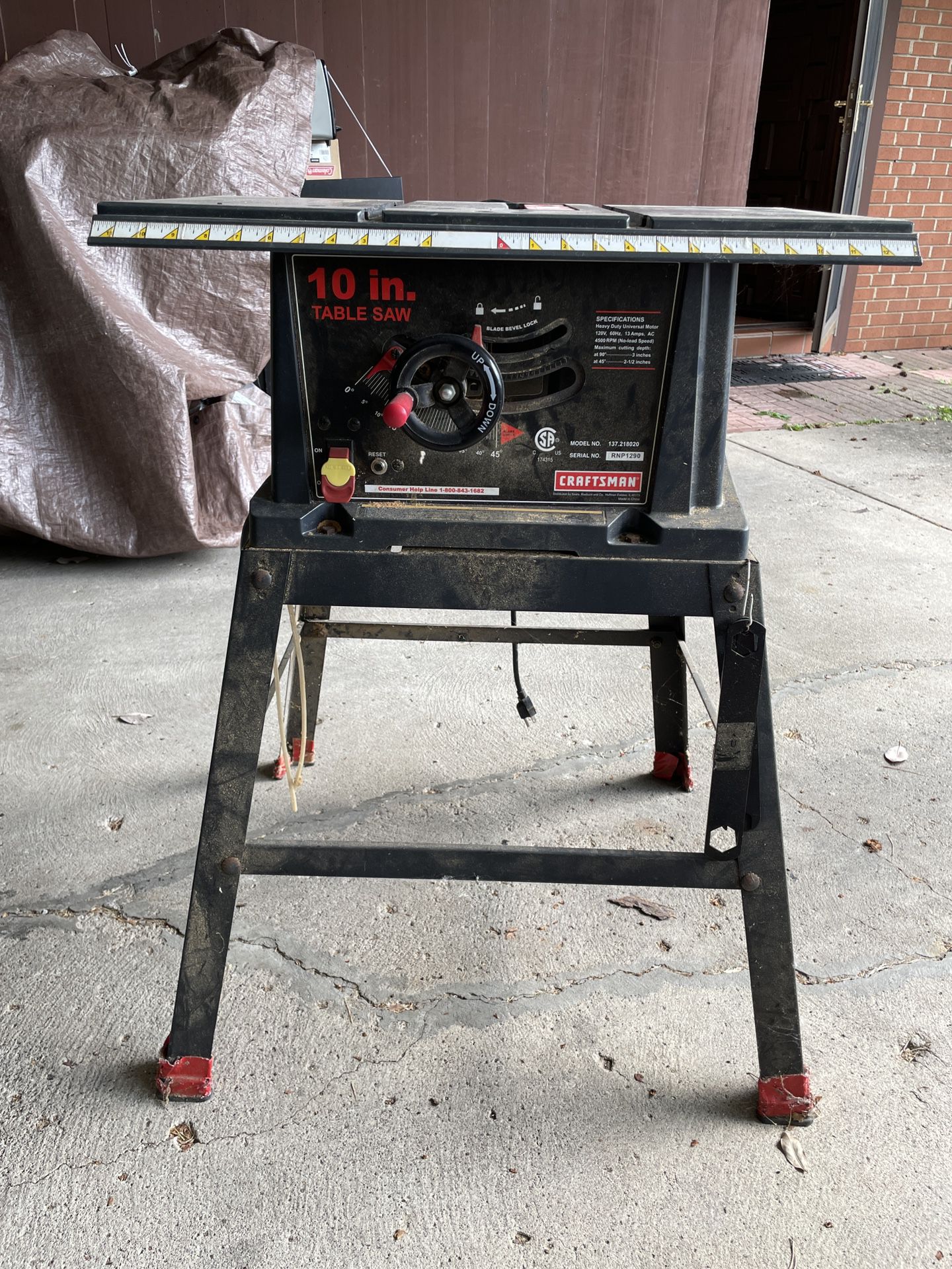 Table Saw Craftsman Tablesaw 10 in. Crafts man Ten Inch WORKING (pickup only)