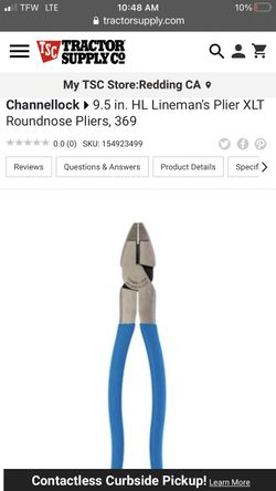 Channellock 9.5 in. HL Lineman's Plier XLT Roundnose Pliers, 369