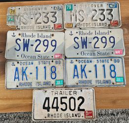 Vintage 1970s Rhode Island license plates