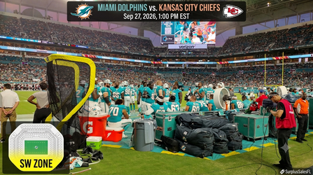 Miami Dolphins vs Kansas City Chiefs Sideline Passes - SW Zone Home Side Free Beer Wine Seltzer